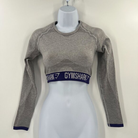 Gymshark Women Size Small Gray Flex Crop Top - Picture 1 of 9